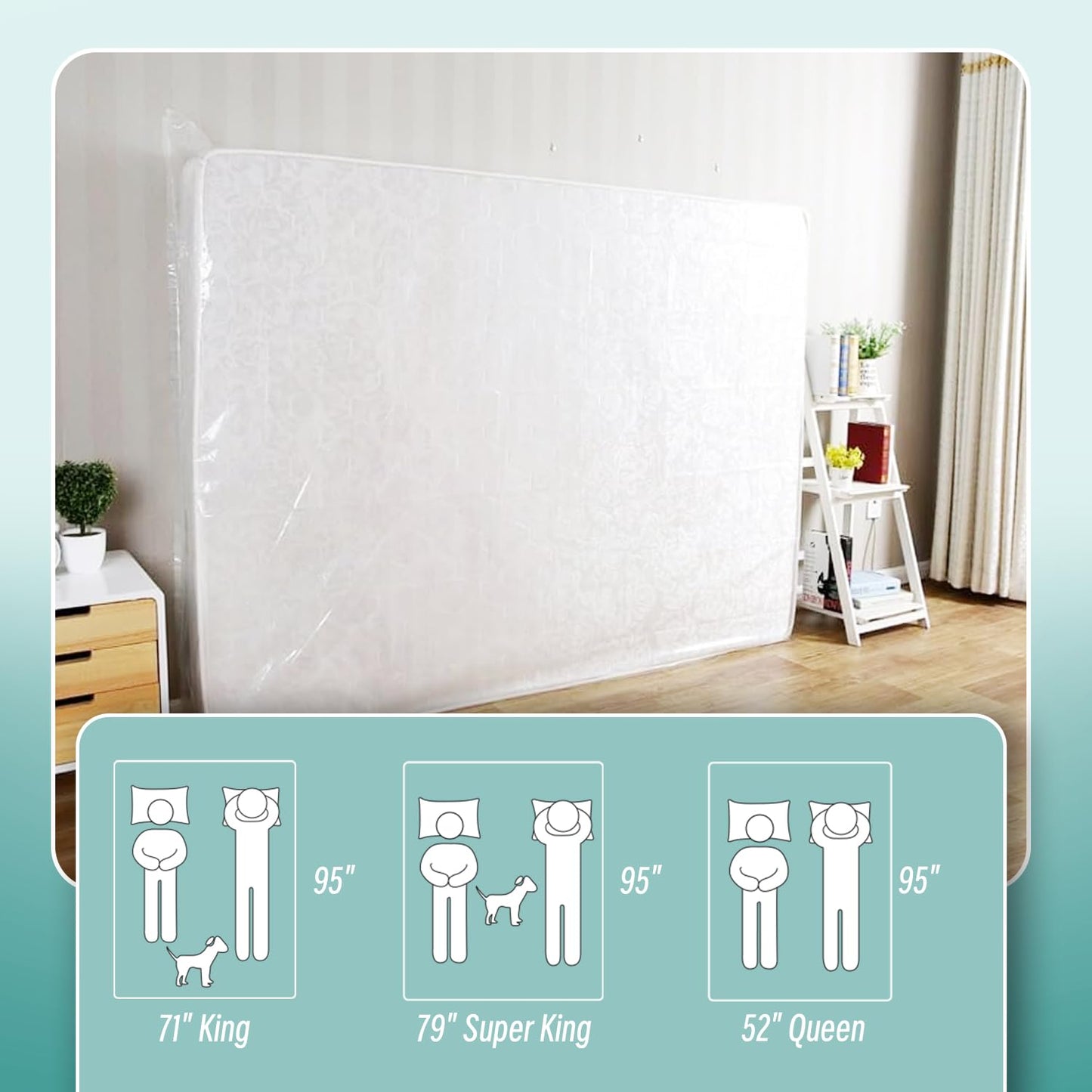 Double Mattress Bag for Moving and Storage,Mattress Protector Storage Bag,Waterproof Mattress Storage Bag,Heavy Duty, Reusable, Tearproof (Queen)