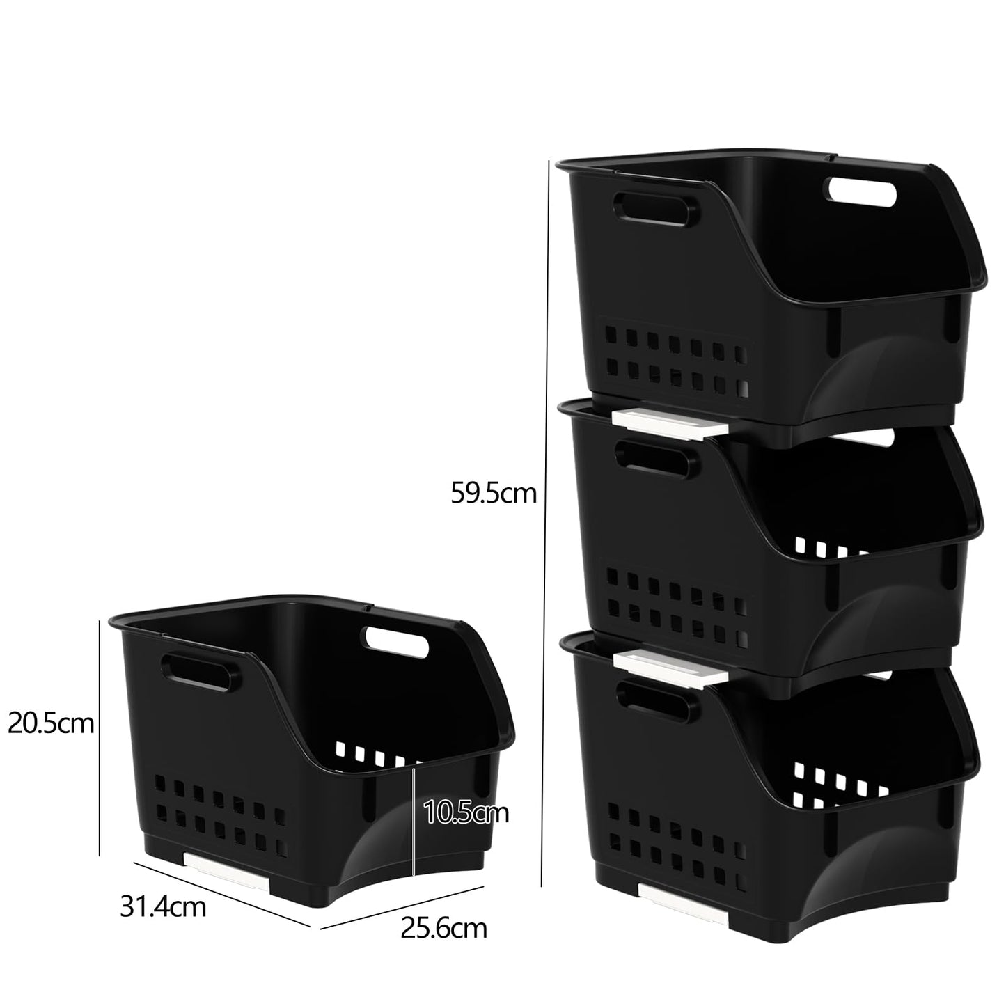 Zopnny 3-Tier Stackable Storage Baskets, Open Front Organizer
