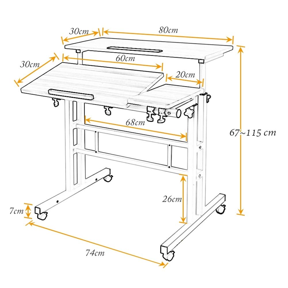 sogesfurniture Mobile Laptop Stand Desk Computer Workstation, Adjustable Notebook Cart Tray PC Table Sit-Stand Workstation with Keyboard Tray for