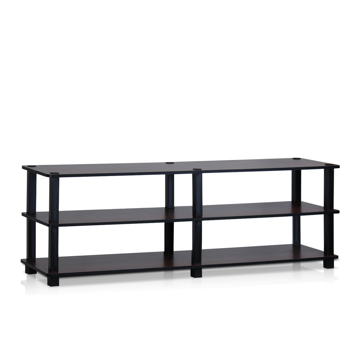 Furinno TURN-S-TUBE TV Stand, 3-Tier No Tools Entertainment Center, TV Console for TV up to 46 Inch, for Living Room, Bedroom, Dark Cherry