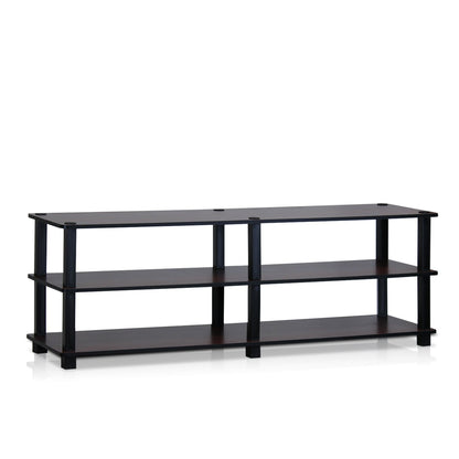 Furinno TURN-S-TUBE TV Stand, 3-Tier No Tools Entertainment Center, TV Console for TV up to 46 Inch, for Living Room, Bedroom, Dark Cherry