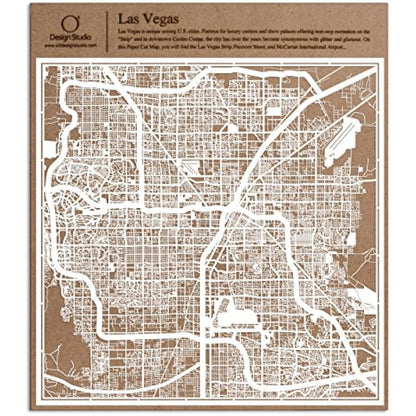 Las Vegas Paper Cut Map White 12×12 inches Paper Art