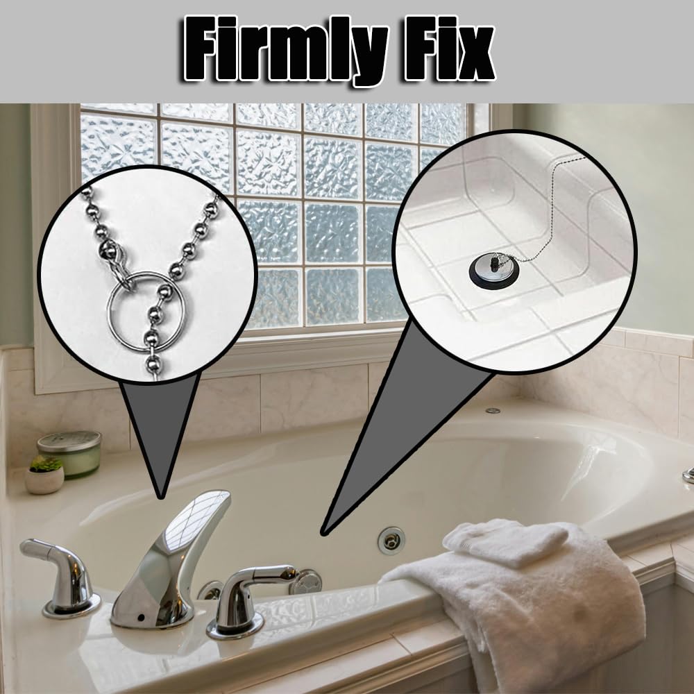 Universal Bath plug, Bathroom Sink Plug Replacement, Drain Stopper for Bathroom Kitchen, 43mm Kitchen Sink Plug with 40mm Stainless Steel chain