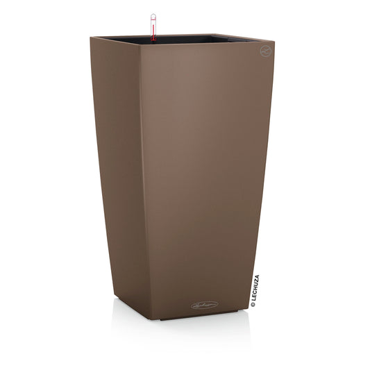 Lechuza CUBICO Color 30 Self Watering Planter Garden Plastic Indoor and Outdoor Flower Plant Pot with Drainage Hole H56 L30 W30 cm Nutmeg