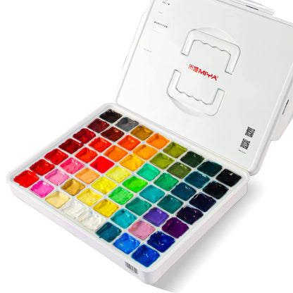 HIMI Gouache Paint Set, 56 Colours x 30ml/1oz with a Portable Carrying Case, Unique Jelly Cup Design, Non-Toxic, Guache Paint for Canvas Watercolor