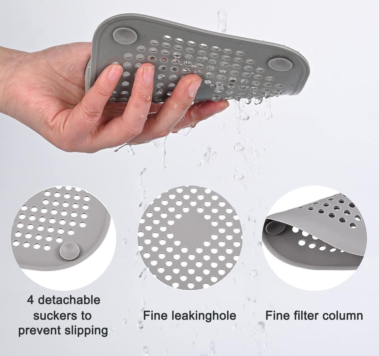 2 Pcs Silicone Drain Protector with Sucker, Sink Filter Shower Drain Covers Hair Catcher for Bathroom Shower, Bathtub and Kitchen With Suction Cup
