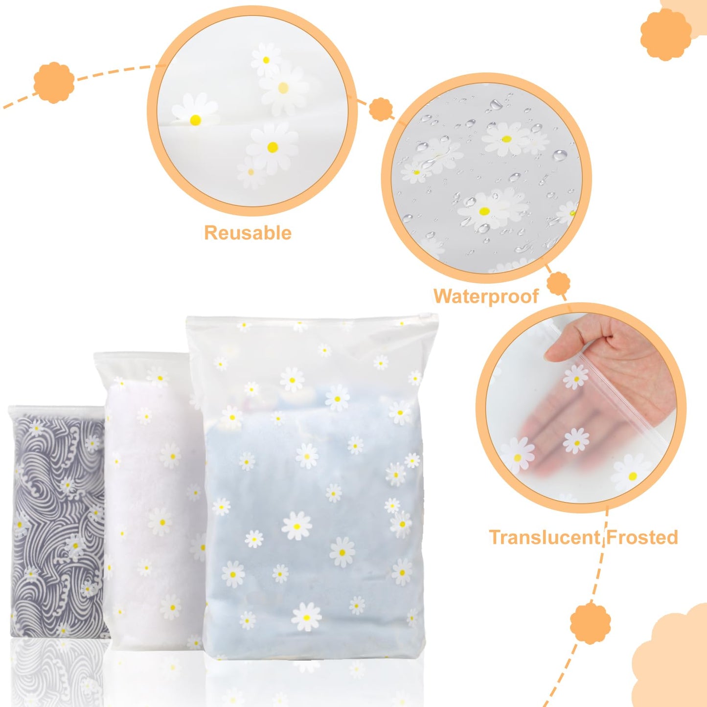 Deepton 18 Pcs Reusable Zip Lock Clothes Bags, Ziplock Bags for Clothes