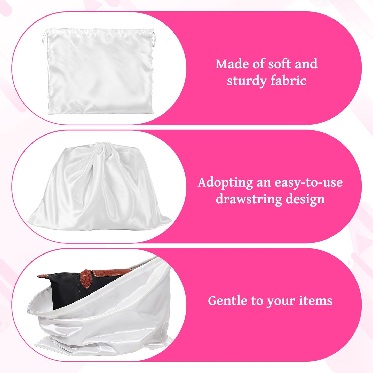 Dust Bags for Handbags, 3pcs Set of Silk Handbag Dust Bags Clear，40x50cm Dusts Bag Clear Suitable for Storing Handbag, Bag, Shoe and Other Item