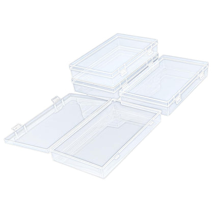 4 Pack Rectangular Clear Plastic Storage Containers, 20 x 12 x 3.5 cm