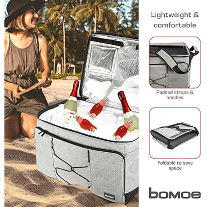 bomoe Cooler Bag Foldable – Beach Cooler Bag – Insulated Picnic Bag with 16h Cooling Function – Small Lunch Bag – Cooler Food Bag with Extra Pocket