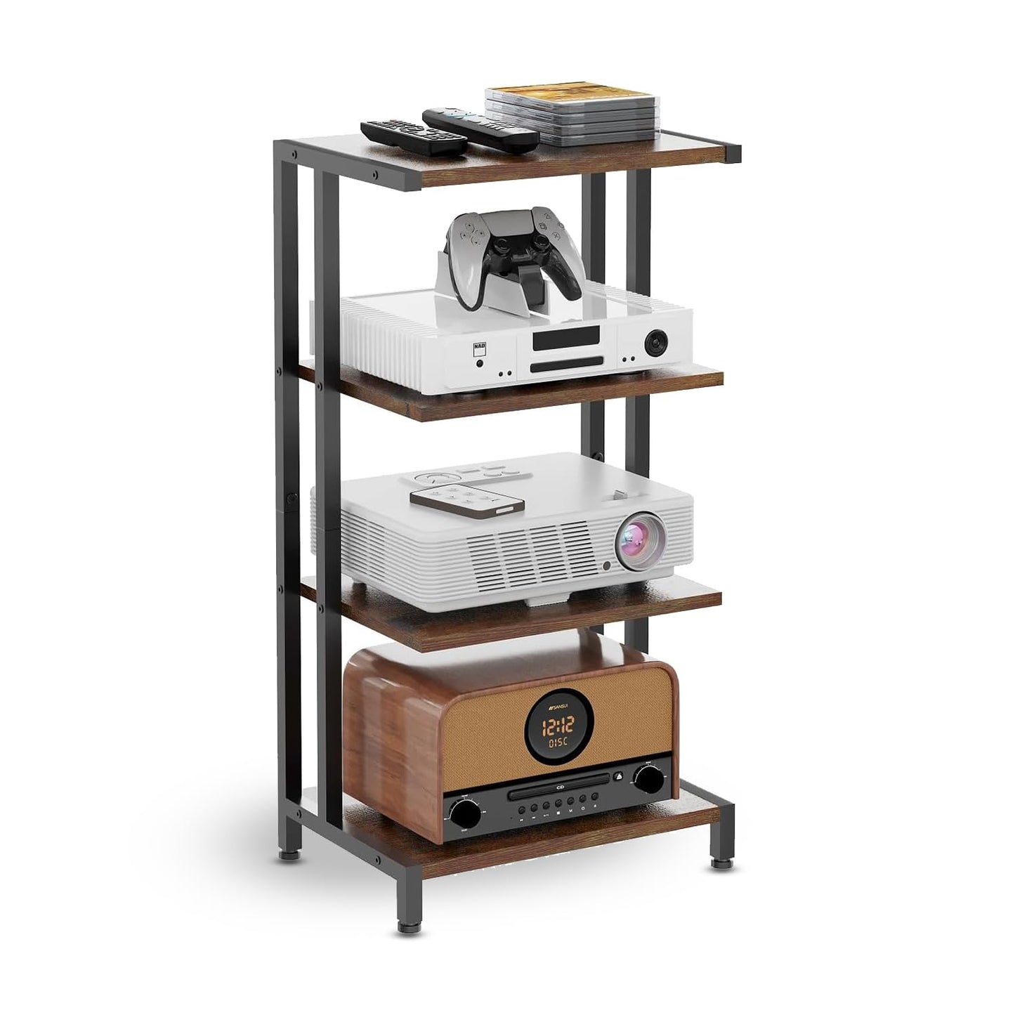 Hocomay HiFi Stand With Storage Shelf - 4-Tier - 28D x 42W x 81H cm