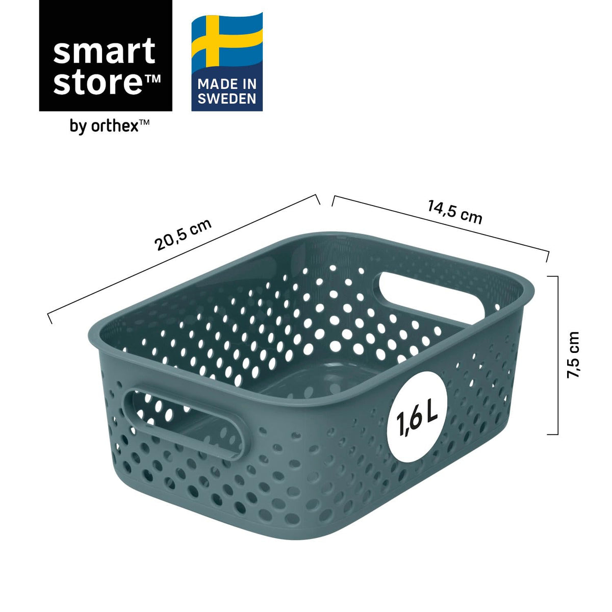 SmartStore Storage Basket with Handles in Grey 10 x 1,6L 20,5x14,5x7,5cm | Storage Bin From Recycled Plastic | Essence S Storage Box