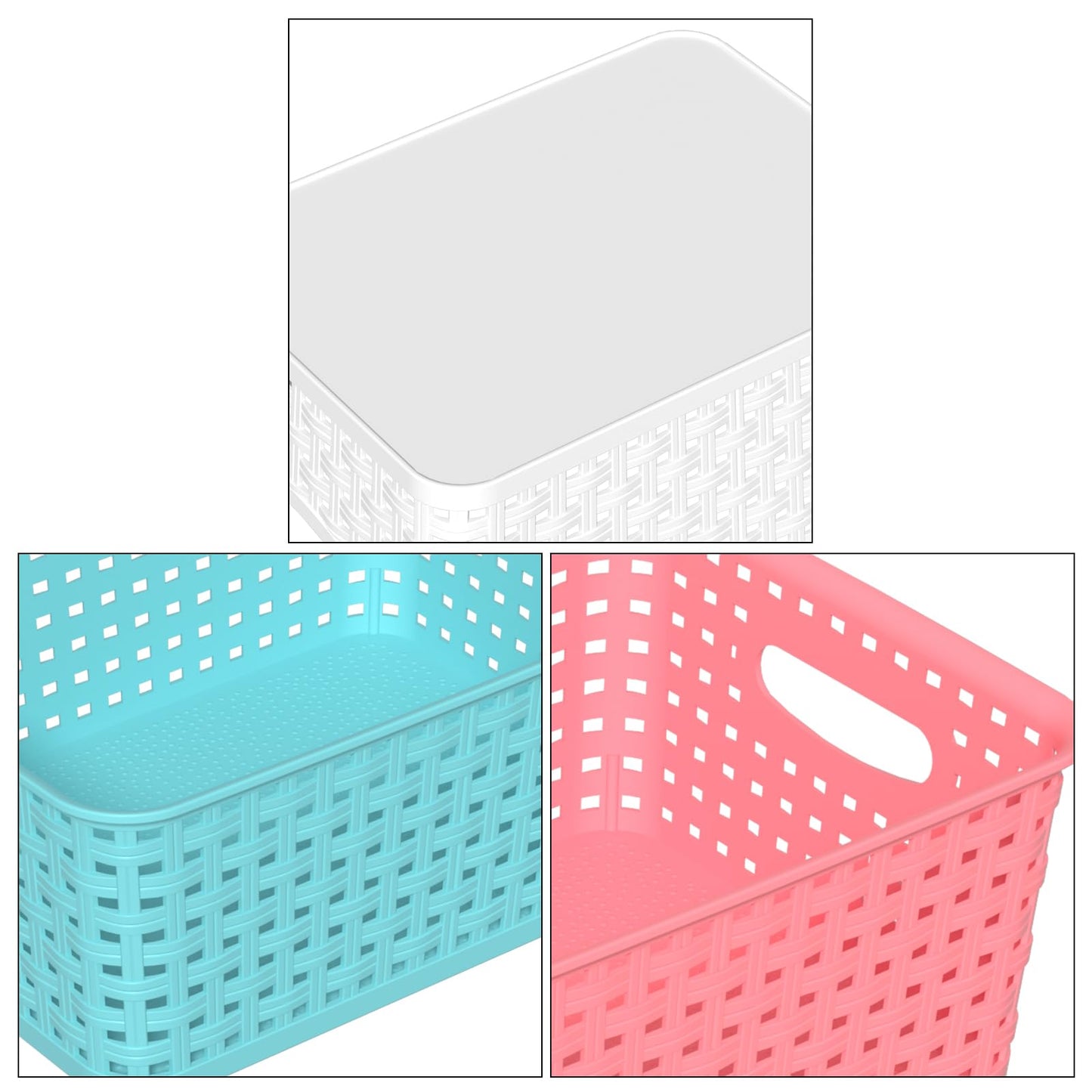 Tstorage Weave Organizer Plastic Storage Baskets, 6 Pack