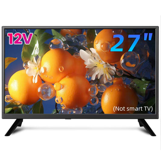 ZOSHING TV 27 inch,Small full view 1080P Television with Freeview HD-Dual power DC-12v and AC in-HDMI/AV Audio USB Media Player,Suitable for Bedrooms