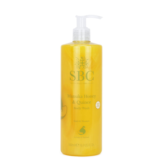 SBC Skincare Manuka Honey & Quince Body Wash - 500ml | Nourishing Shower Cream For All The Family | Body Wash For Dry And Irritated Skin | SLS And