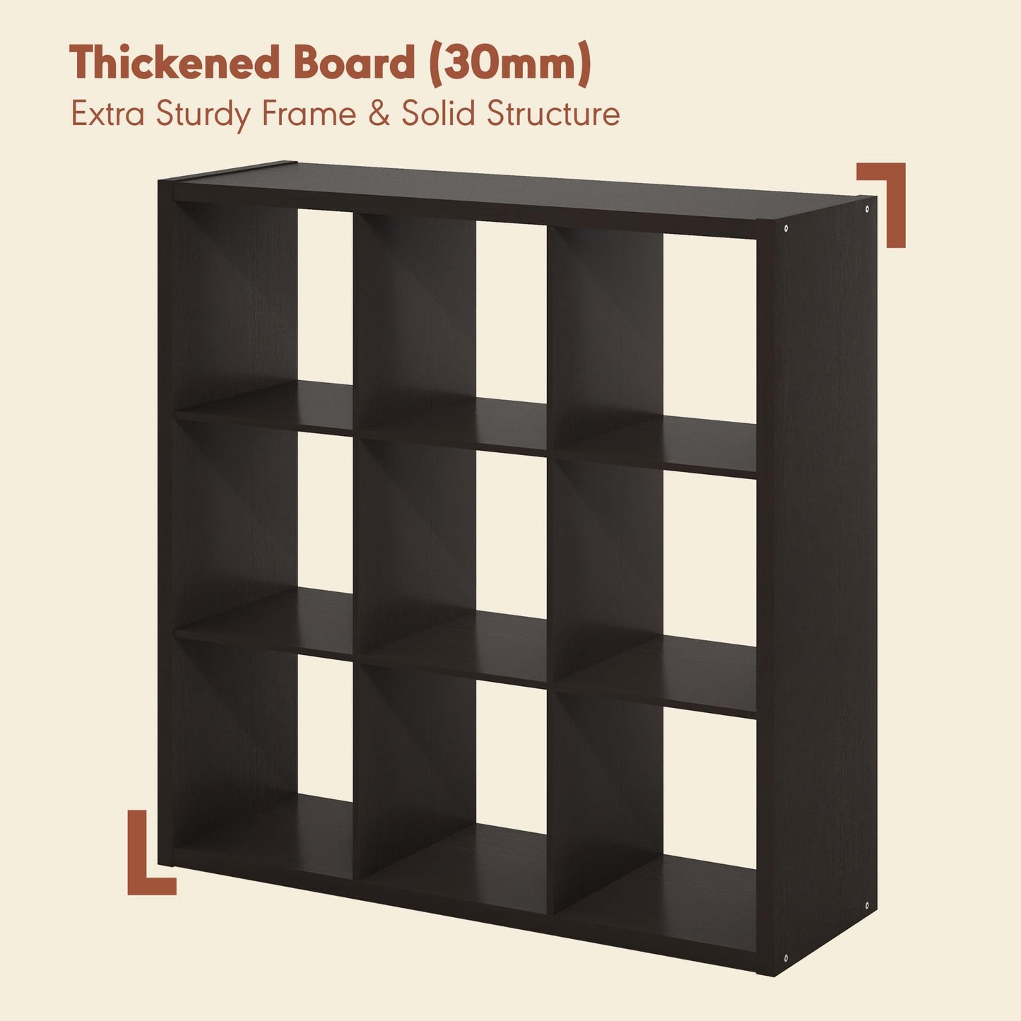 Furinno CUBICLE Record Player Stand with Vinyl Storage, 9-Cube 1.2 Extra Thick Vinyl Record Storage