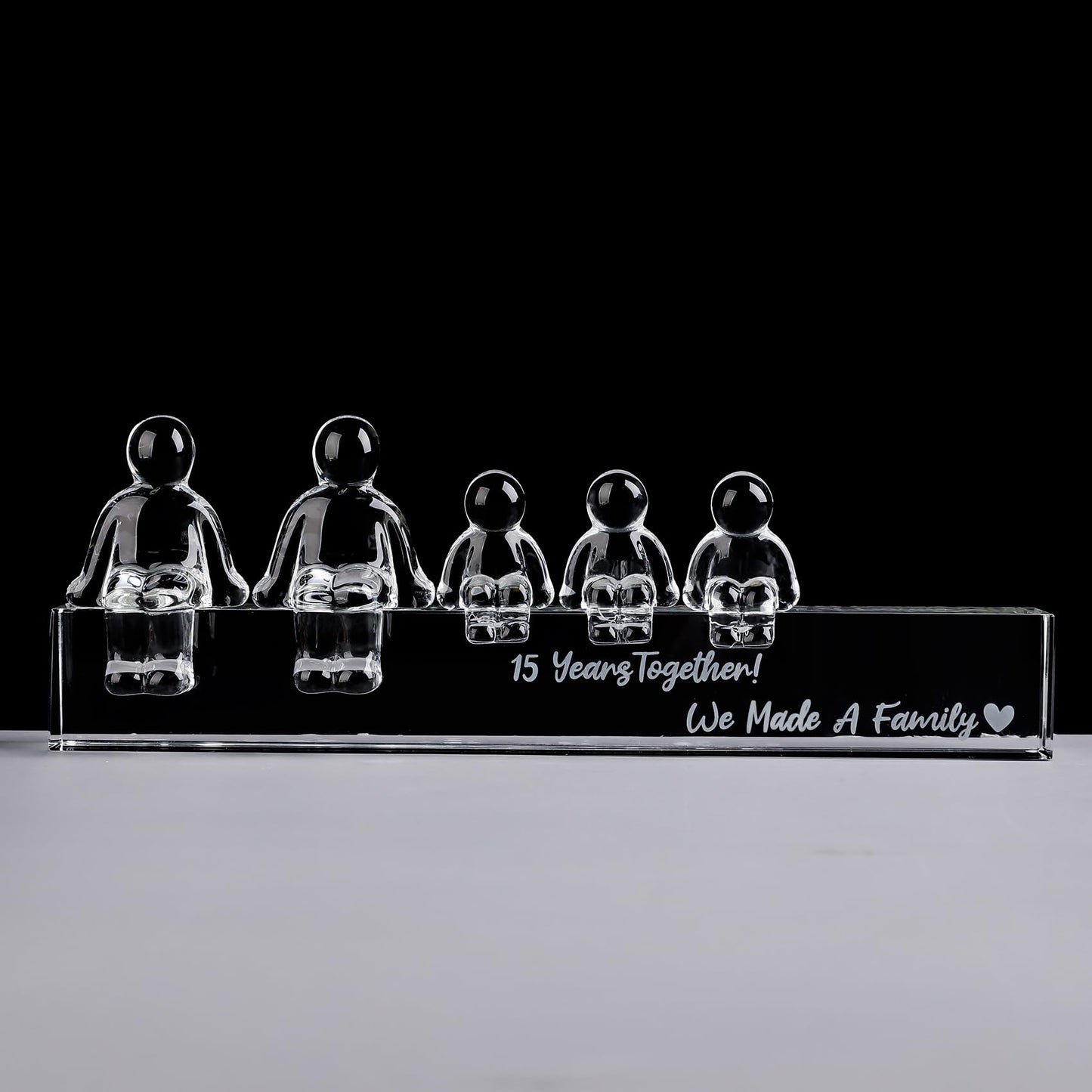Movdyka 15th Wedding Anniversary Romantic Gifts for Her Him 15 Years Crystal Anniversary Presents for Hudband Wife 15 Years Together We Made A Family