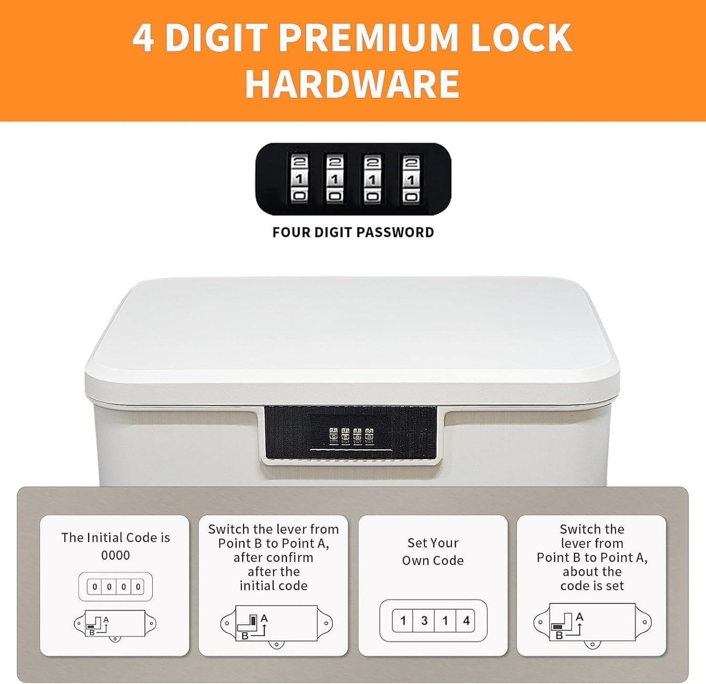 ABS Medicine Lock Box with Combination Code - Childproof Storage Organiser for Medicine, Snacks, Documents, Jewelry, Sewing, Portable