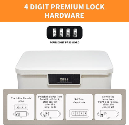 ABS Medicine Lock Box with Combination Code - Childproof Storage Organiser for Medicine, Snacks, Documents, Jewelry, Sewing, Portable