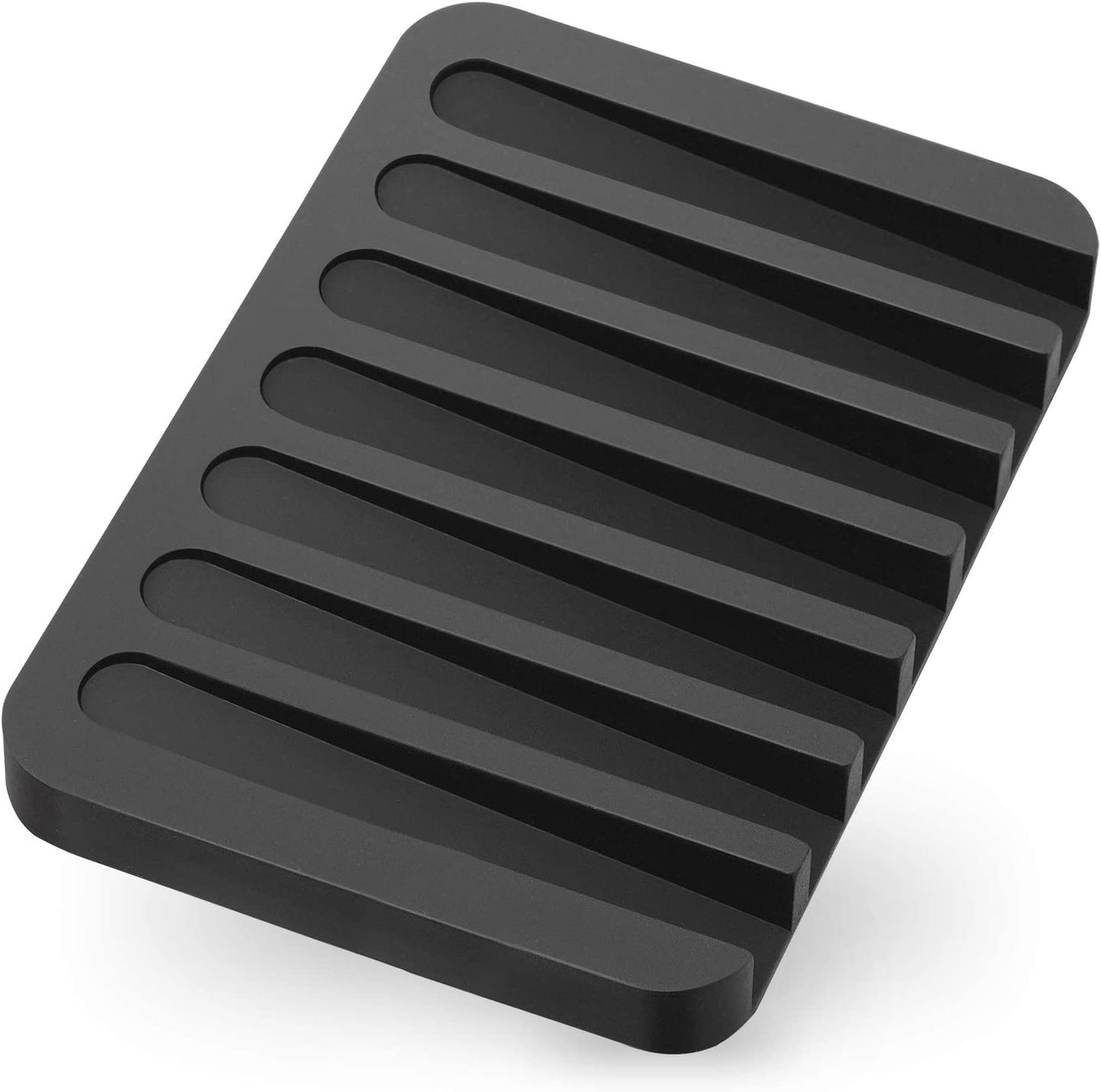 iSeventy9 Soap Dish Silicone Self Drain Non-Slip Flexible Soap Storage Soap Drainer for Bathroom Kitchen Toilet - Black