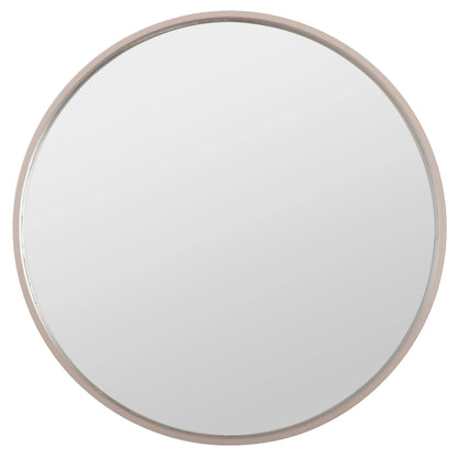 Home Selections Beige Brown Round Wall Mirror, 50cm, Wooden Deep Framed Circle Mirror