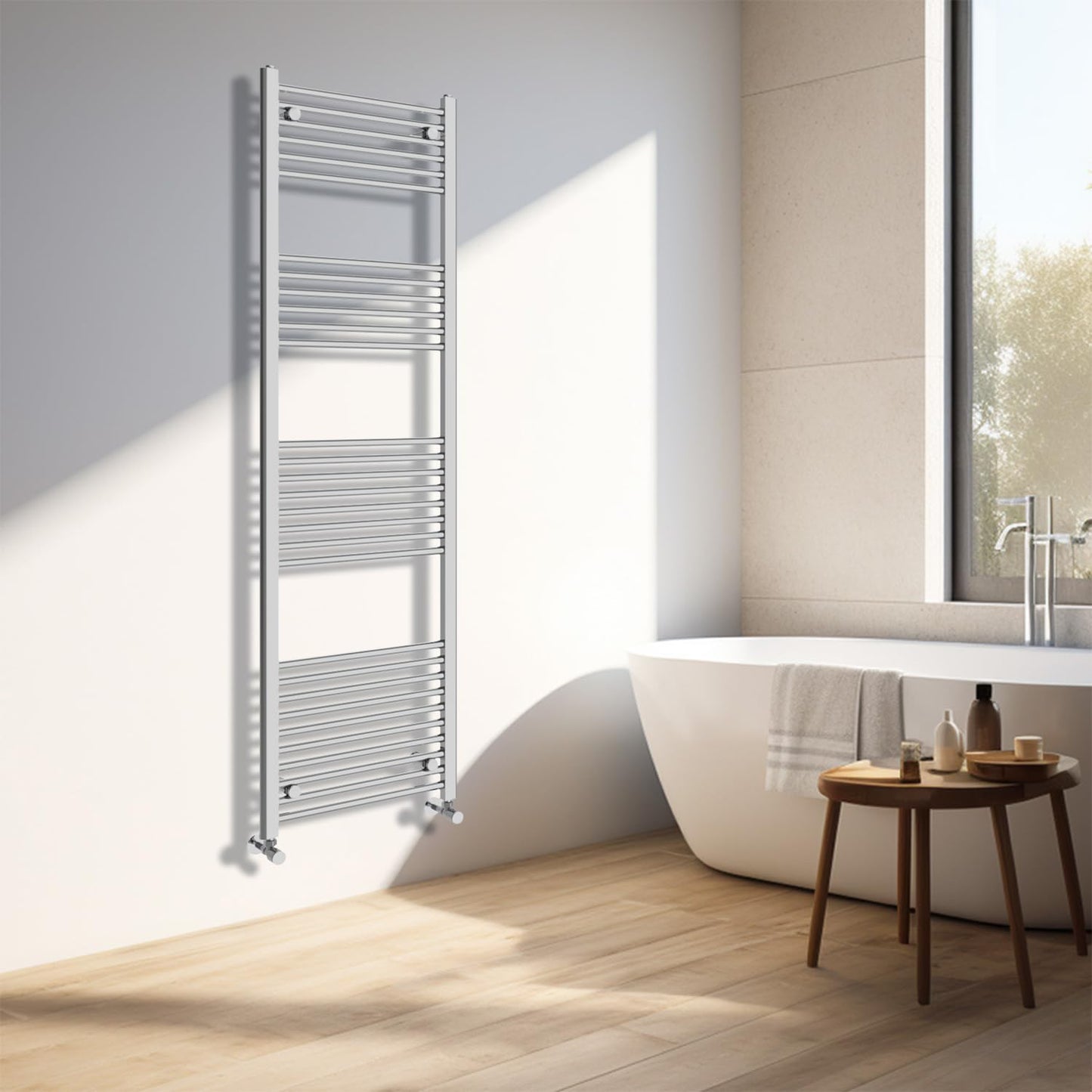 NRG Chrome Heated Towel Rail Straight Designer Radiator, 1800×500mm