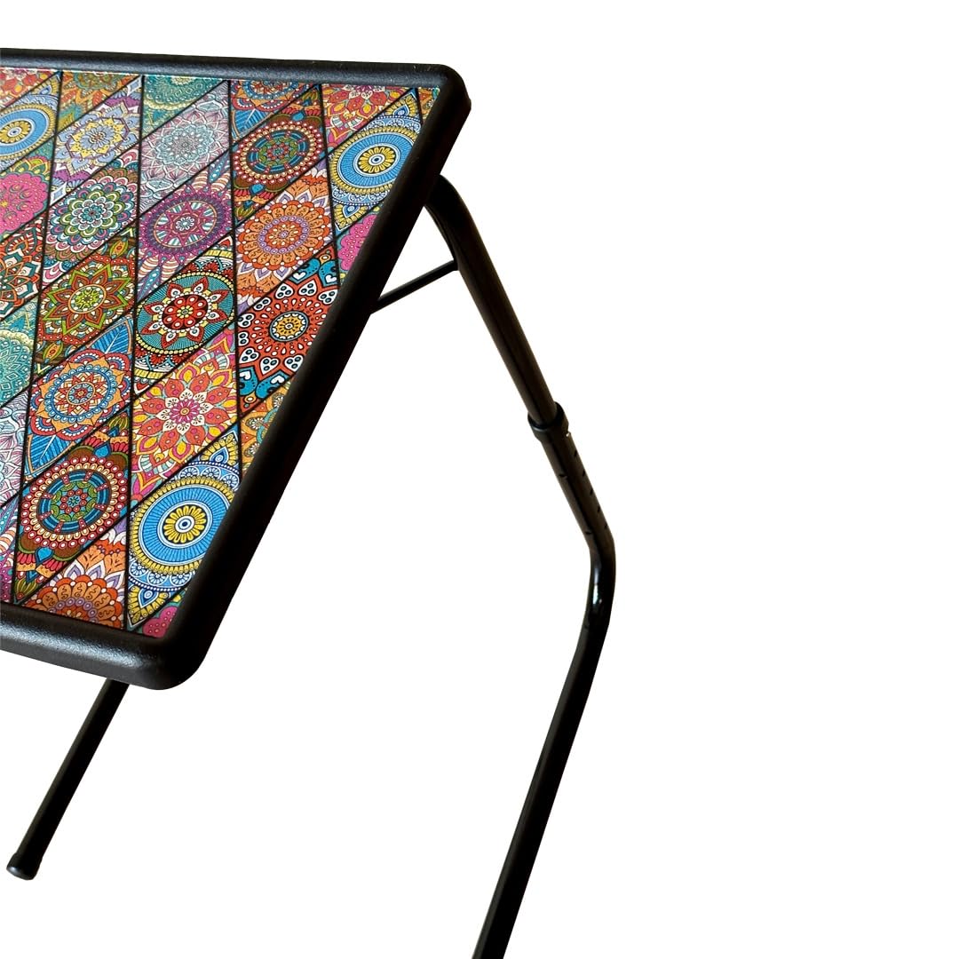 TABLE BUDDY Regular Geometic Mandala Design Large Adjustable Folding Laptop Table 52.50 cm x 40 cm table-top, 6 position height, 3 tilt
