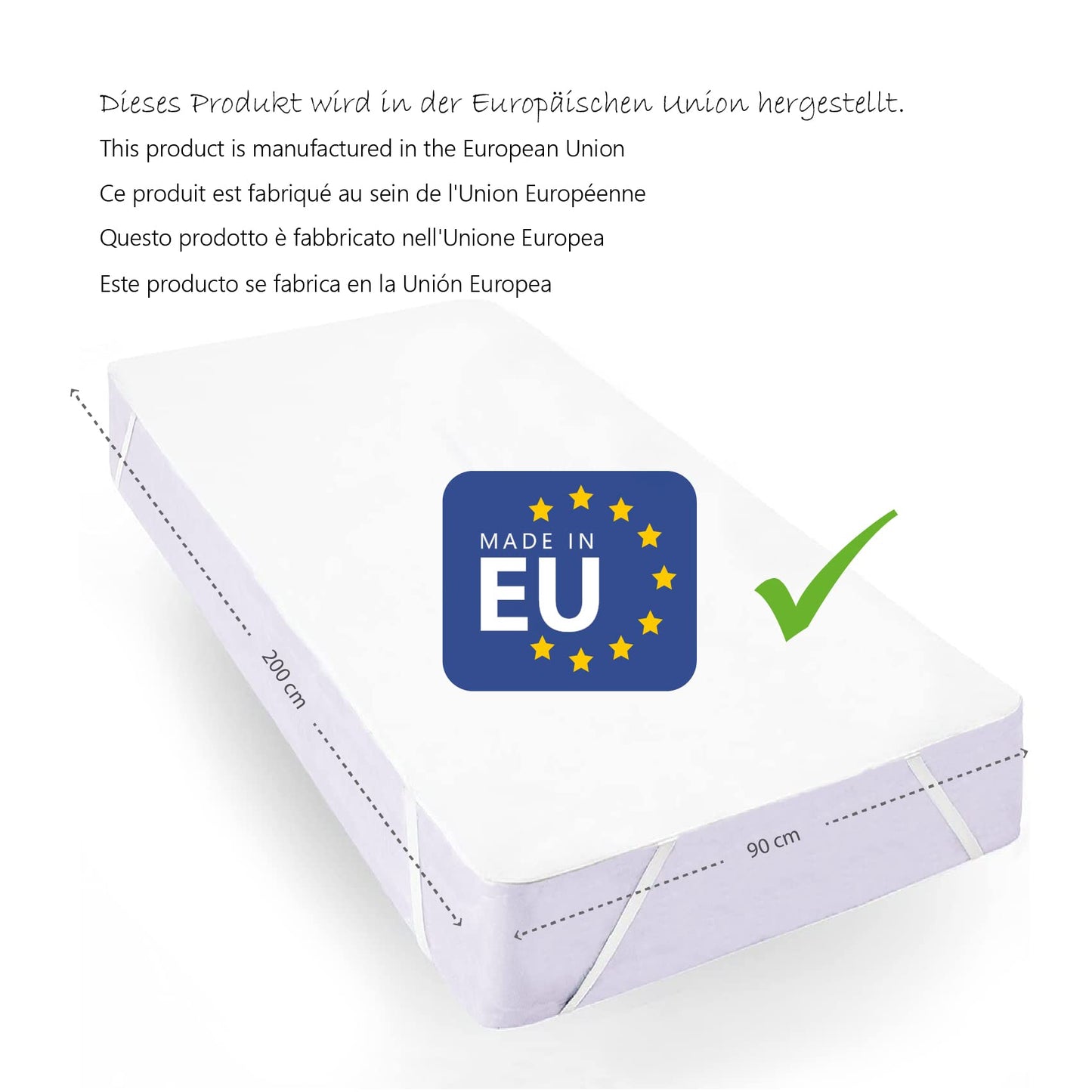 Twillie – Waterproof Mattress Protector 80 x 200 cm with 4 Elastic Bands – Oeko Tex Certified – Ultra Thin, Ultra Resistant, Ultra Soft