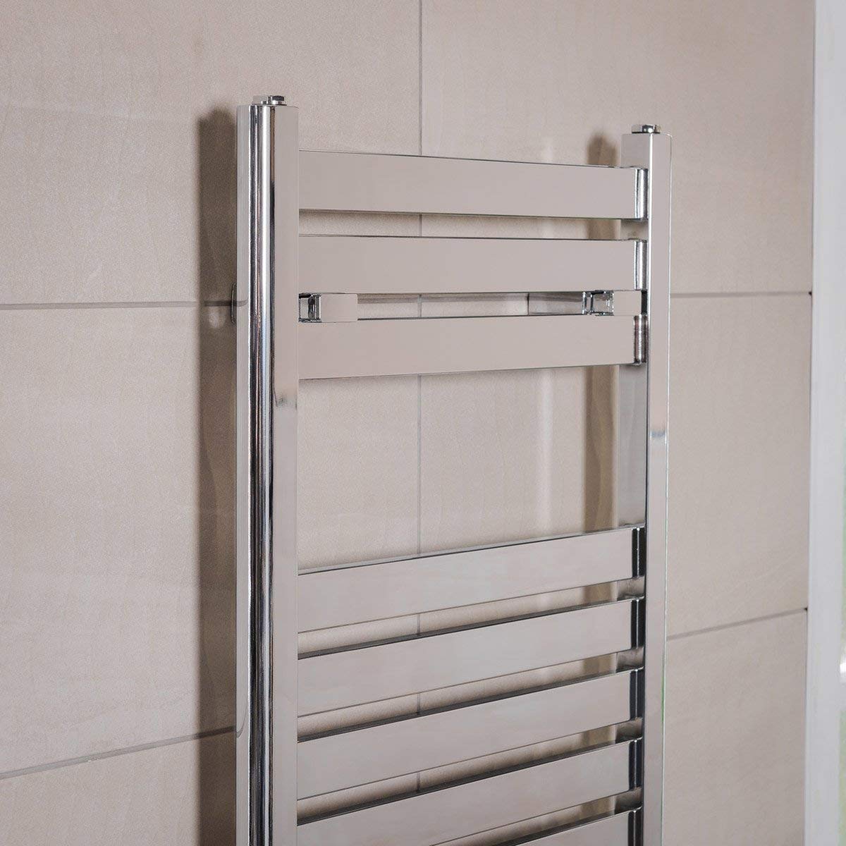 Warmehaus Designer Flat Panel Heated Towel Rail Radiator 1200 x 500 Chrome