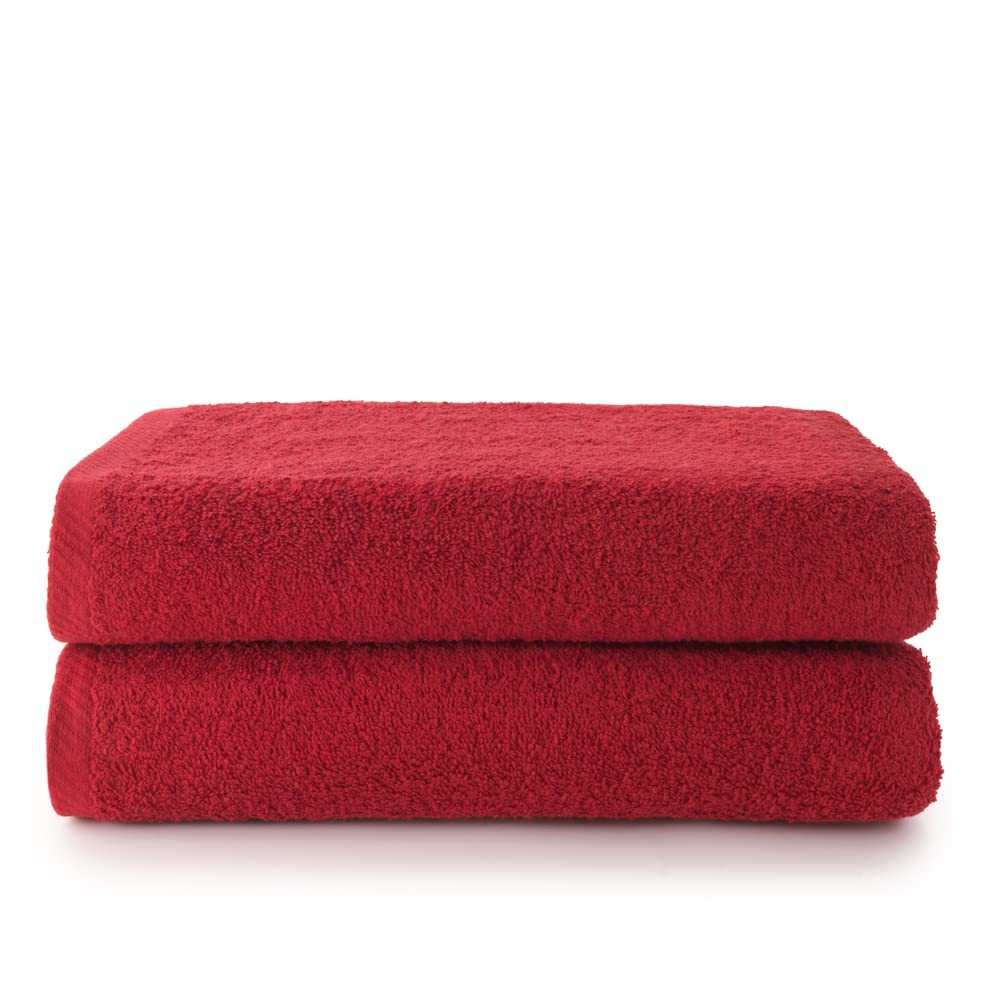 Top Towel - Plus - Large Bath Towels - Bath Towels - 2 Bath Towels - 100 x 150 cm 100% Cotton - Garnet