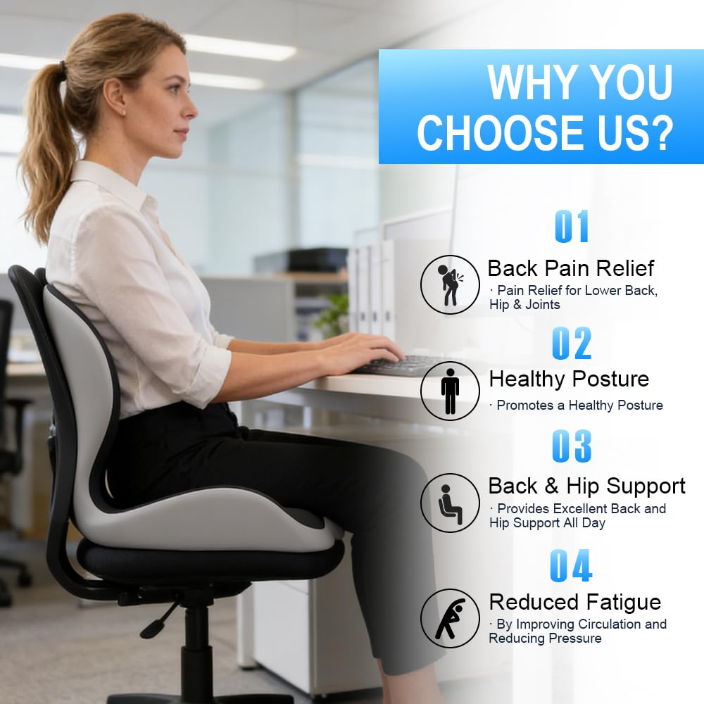 Orthopedic Memory Foam Coccyx Seat Cushion for Lumbar Back Support
