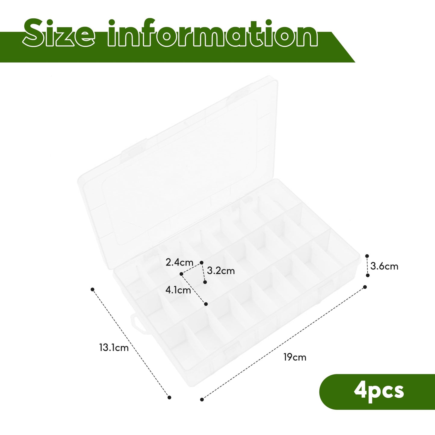 Bead Organiser Storage Box, 4PCS 24 Grids Small Compartment Craft Case