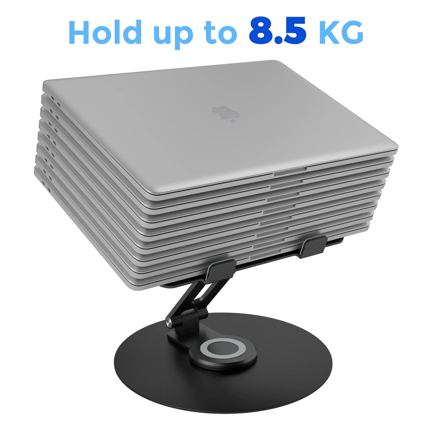 Swivel Laptop Stand for Desk, Adjustable Height Aluminum Computer Stand with 360 Rotating Base, Foldable Ergonomic Riser