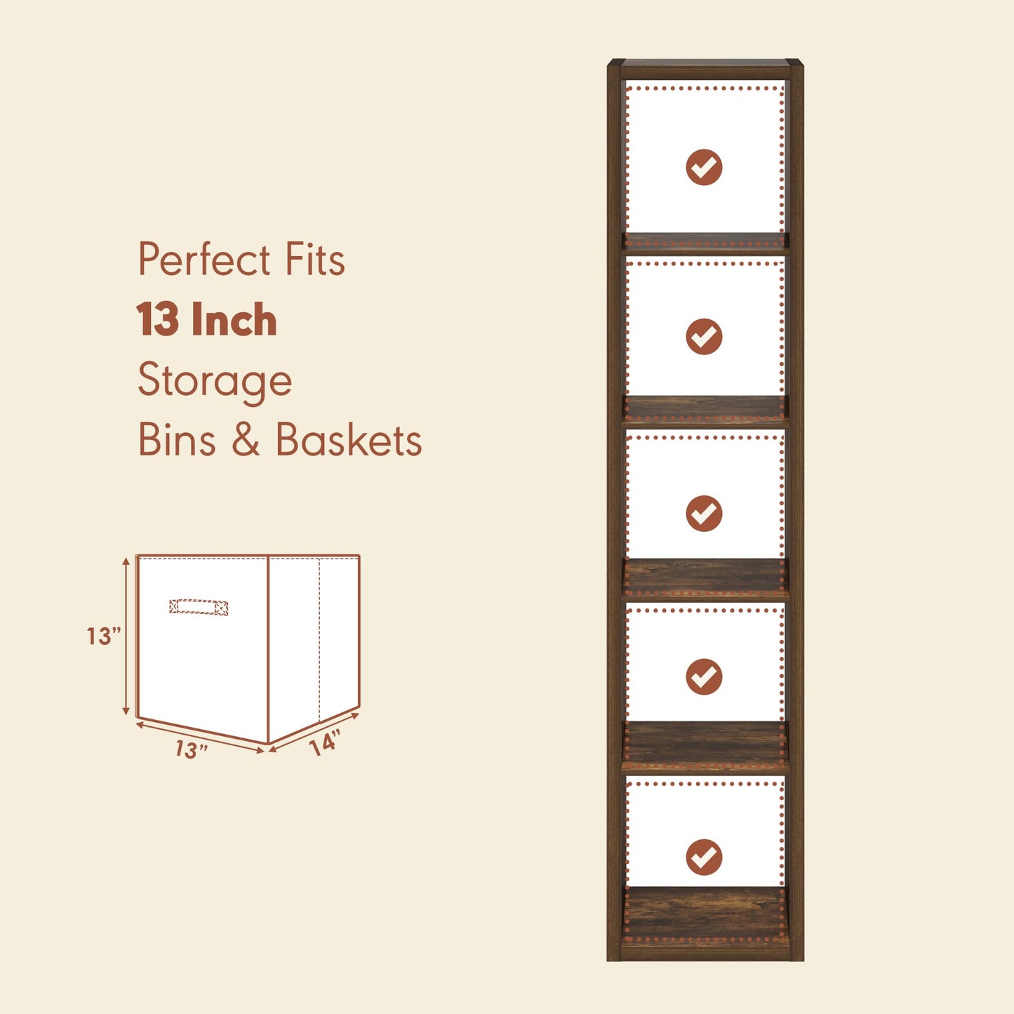 Furinno CUBICLE Record Player Stand with Vinyl Storage, 5-Cube 1.2 Extra Thick Vinyl Record Storage
