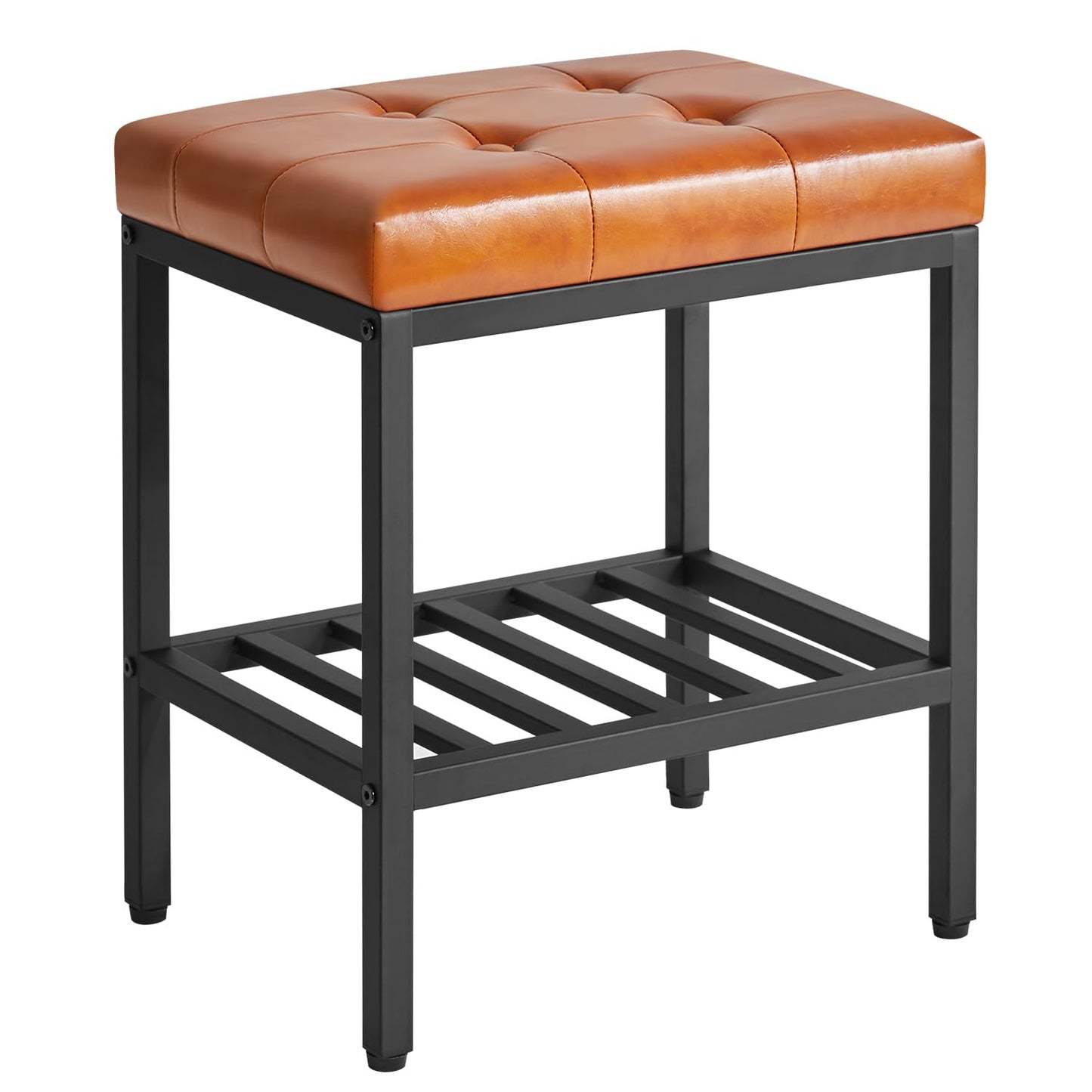 IBUYKE Rectangular Makeup Stool, PU Seat Vanity Chair, Light Brown WBD017J