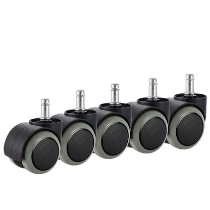 Office Chair Caster Wheels, PChero 5 Packs Furniture Casters, Fit IKEA Chair ONLY Stem Diameter: 10mm, Stem Length: 22mm – Heavy Duty 550lbs