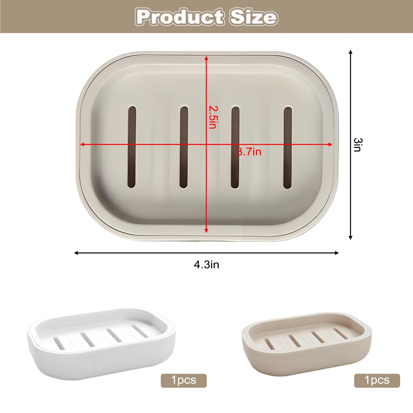 2 Pcs Soap Dish with Drain Plastic Sponge Holder, Non-Slip Design and Easy Cleaning, Soap Saver Tray for Bathroom and Travel Convenience