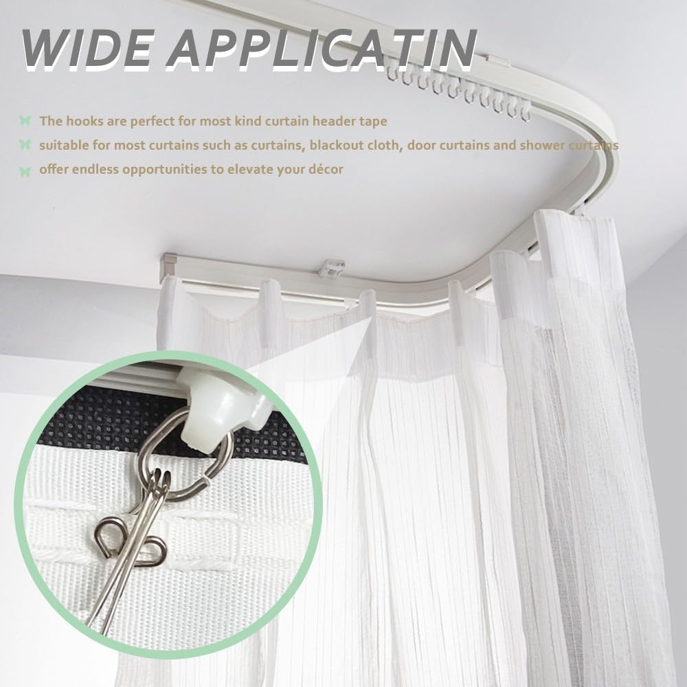 GZSYWZ 100 Pieces Curtain Hooks - Rustproof Metal Curtain Header Tape Drapery Hooks Heavy Duty Curtain Hooks Multi-Purpose Hooks Door Curtains Shower