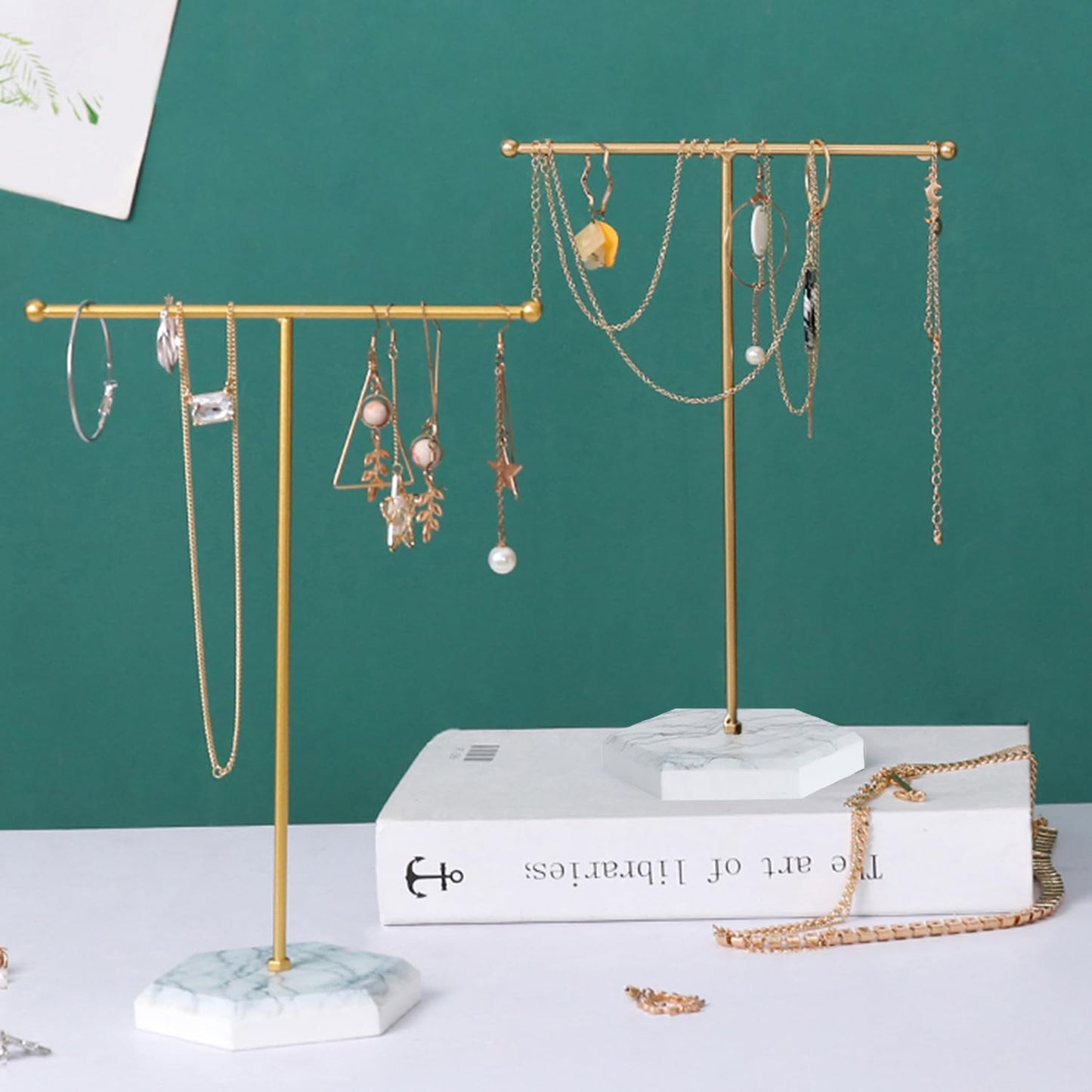 DUINIU 1 Piece Metal Jewelry Stand, Jewelry Storage Rack, T-Shaped Necklace Display Stand, Jewelry Hanging Organizer, Suitable for Necklaces
