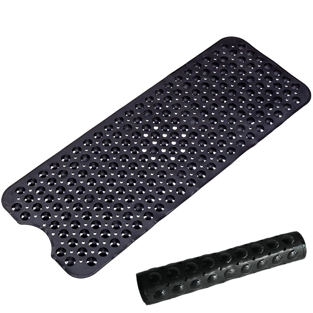 Armo® Transparent Anti Slip Shower Bath Mat Strong Mould & Mildew Bathroom Mat PVC Mat Washable Bath Mat 70CM x 38CM (Black)