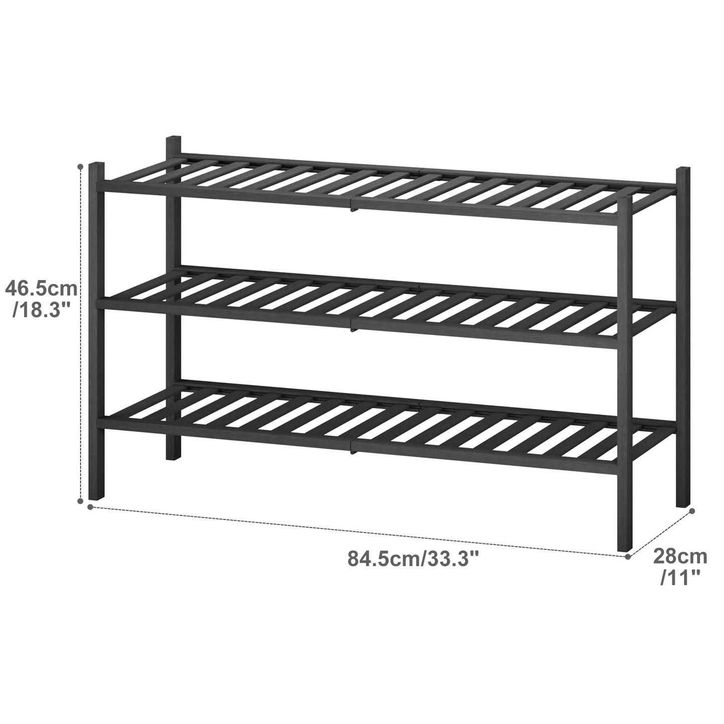 Kitsanery Bamboo Shoe Rack Space-Saving, Shoe Rack with 3 Levels, Shoe Shelf for Hallway, Living Room, Bedroom