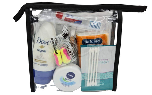 Onlineforu Pre-Filled Travel Toiletry Kit ? Complete Plane Travel Essentials Bundle for a Comfortable Flight ? Compact Toiletries Set with Overnight
