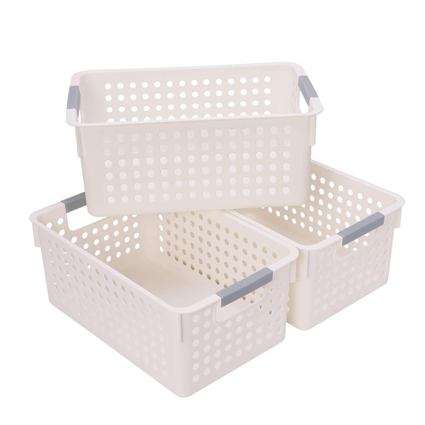 JAKAGO Medium Plastic Storage Baskets Kitchen Cupboards Organiser Baskets