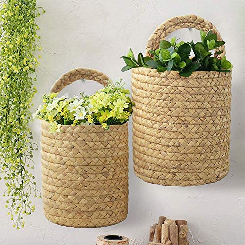 Eidoct Wall Hanging Basket, Water Hyacinth Wicker Baskets
