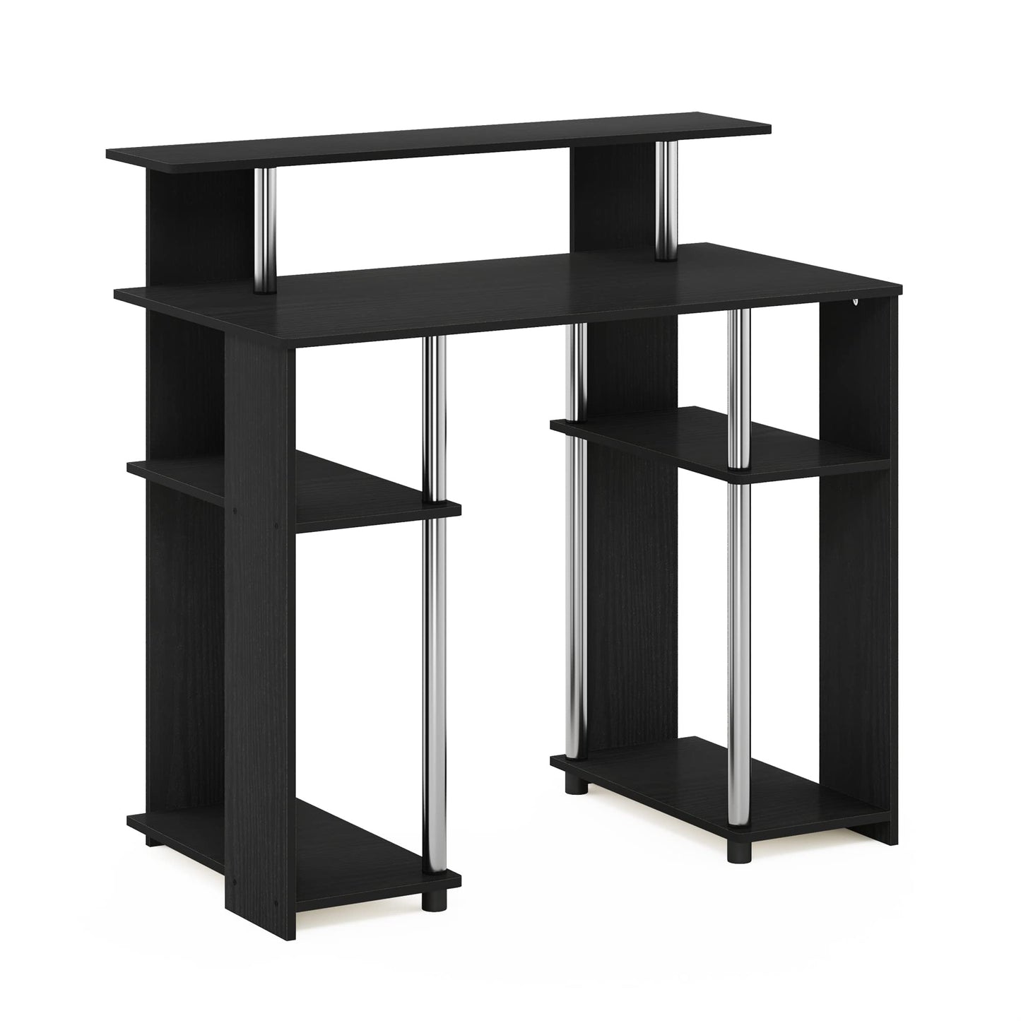 Furinno Computer Writing Desk, Engineered Wood, Americano/Stainless Steel, 51.49 (D) x 90.5 (W) x 90.6 (H) cm