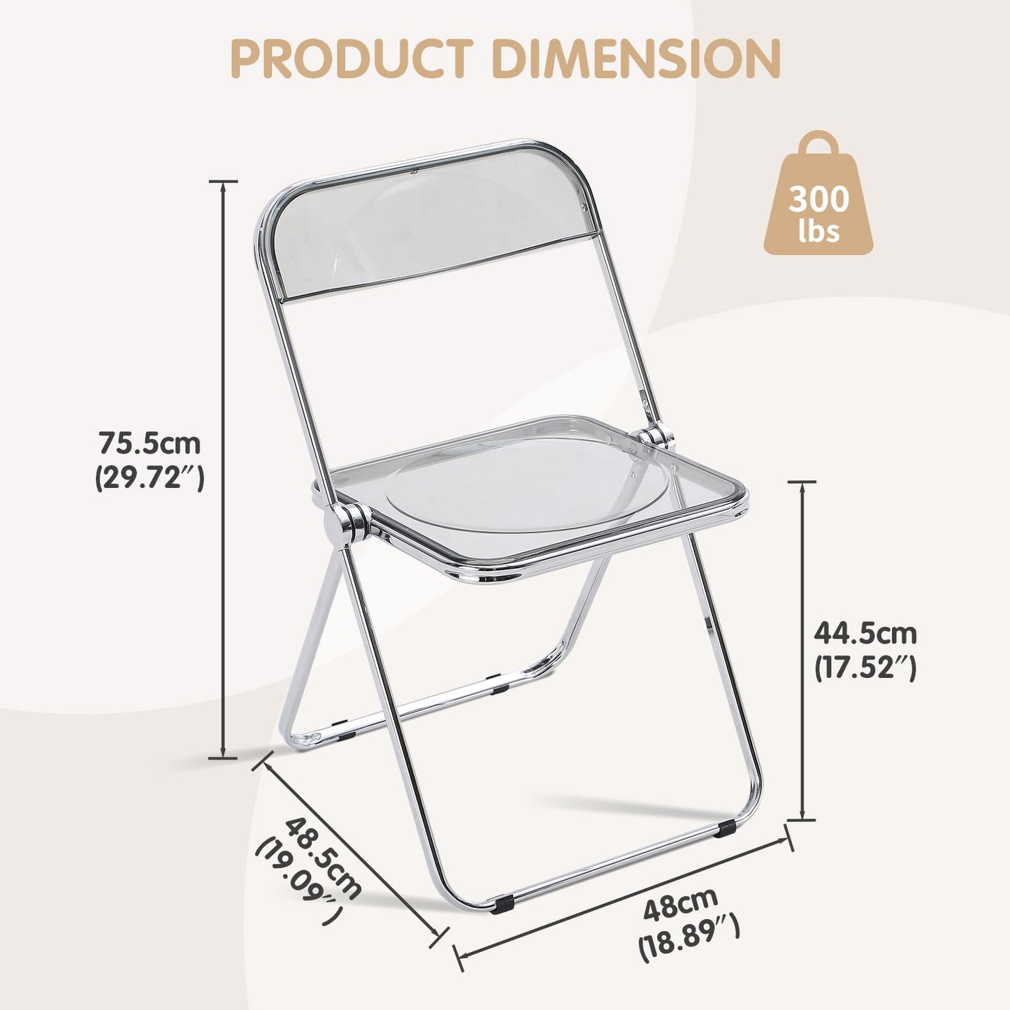 TAO ONE Acrylic Folding Chair Clear Morden Chrome Chair-Gray