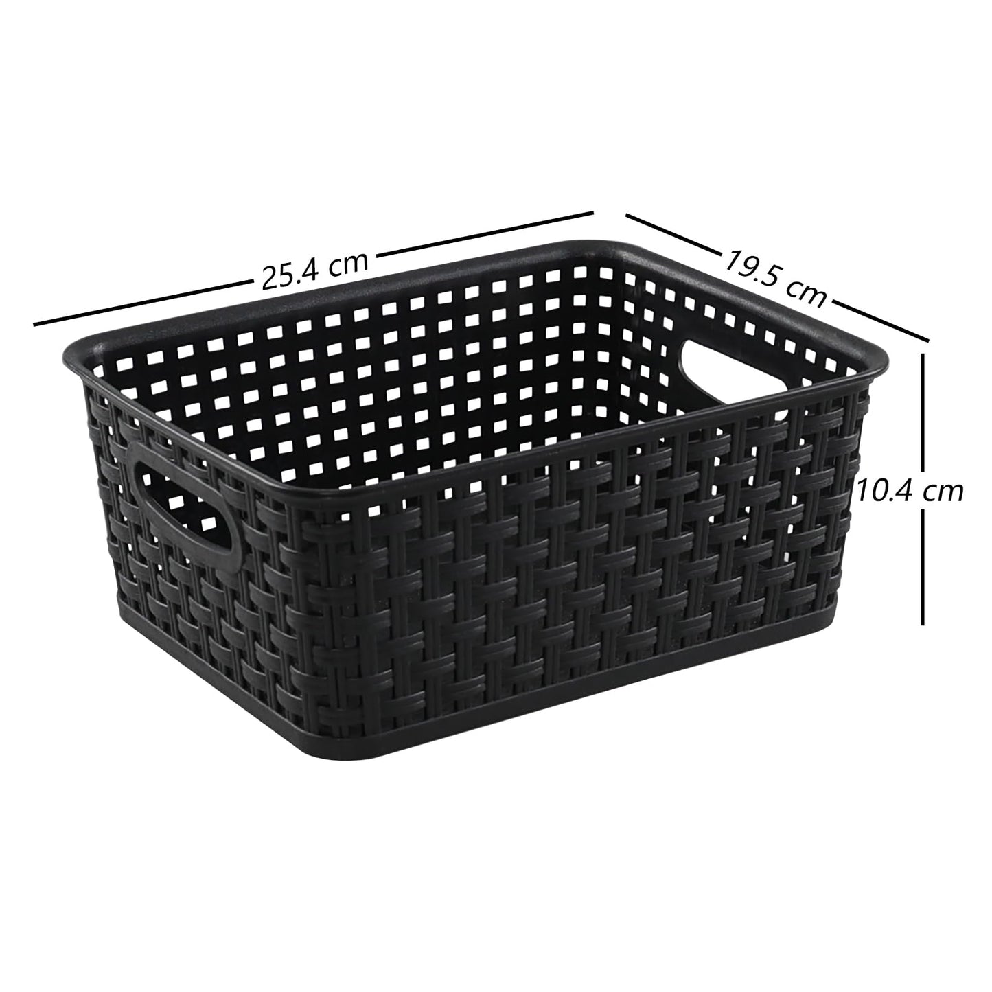 Sandmovie Plastic Woven Storage Baskets, Black, 6 Packs