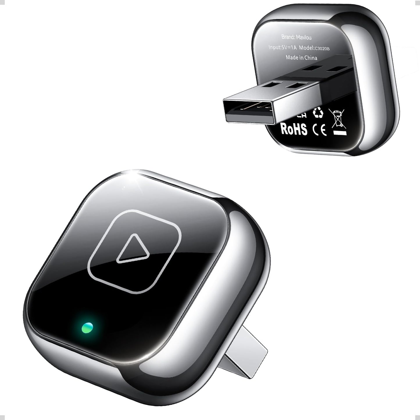 Mavlou Wireless Carplay & Android Auto Adapter, Metal Design Mini & Stable 2-in-1 Dongle, Convert Vehicle's Wired CarPlay/Android Auto to Wireless,