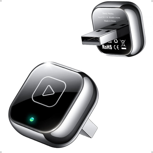 Mavlou Wireless Carplay & Android Auto Adapter, Metal Design Mini & Stable 2-in-1 Dongle, Convert Vehicle's Wired CarPlay/Android Auto to Wireless,