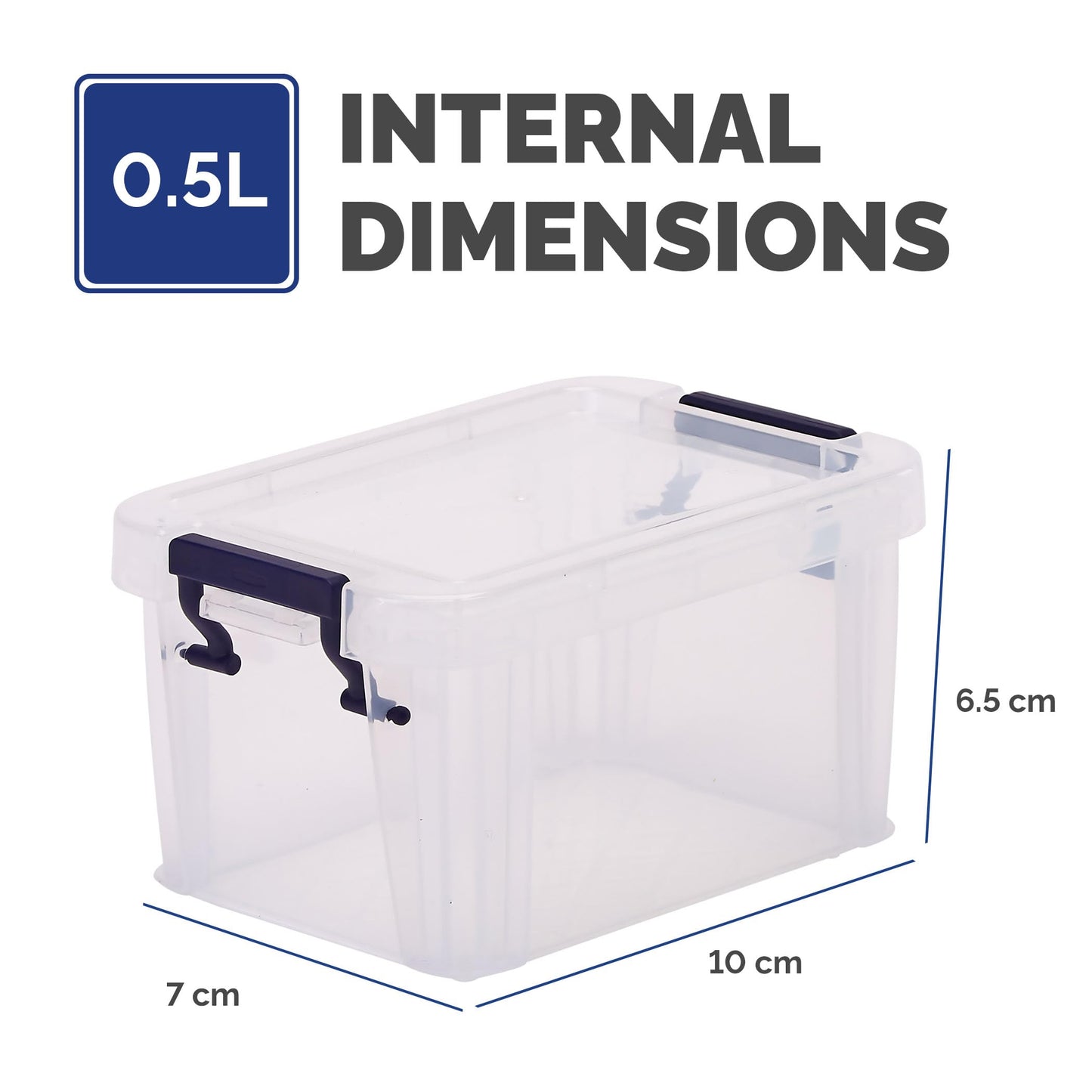 Bankers Box Storage Box 0.5L (10 Pack) - BPA-Free, Stackable Plastic Organizer with Clip-Lock Lid
